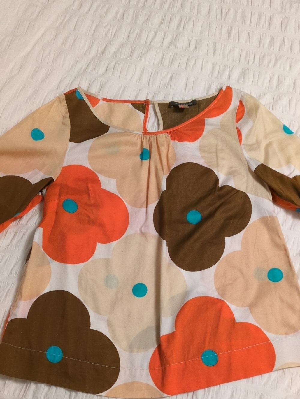 Orla Kiely Orange & Brown Graphic Floral Top